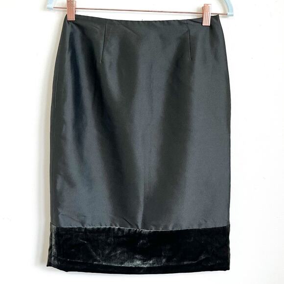 Vintage Silk Velvet Womens Pencil Skirt Size 2 Forest Green Old Money Holiday - Picture 1 of 5